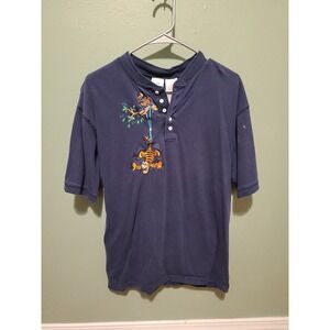 Vintage 90s Disney Winnie The Pooh 1998 Tigger Roo Embroidery Blue T-Shirt Large